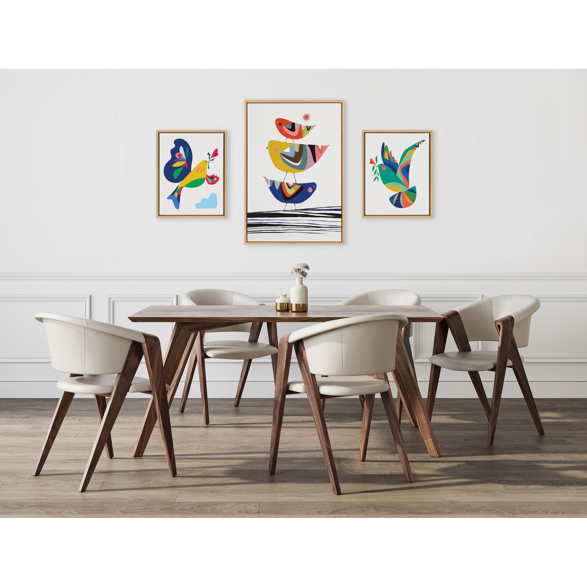 Kate and Laurel Sylvie Bird Canvas Art Set by Rachel Lee