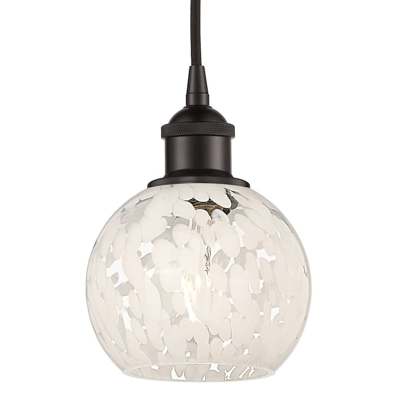 Innovations Lighting 616-1P 8 6 White Mouchette Pendant White - Oil Rubbed Bronze