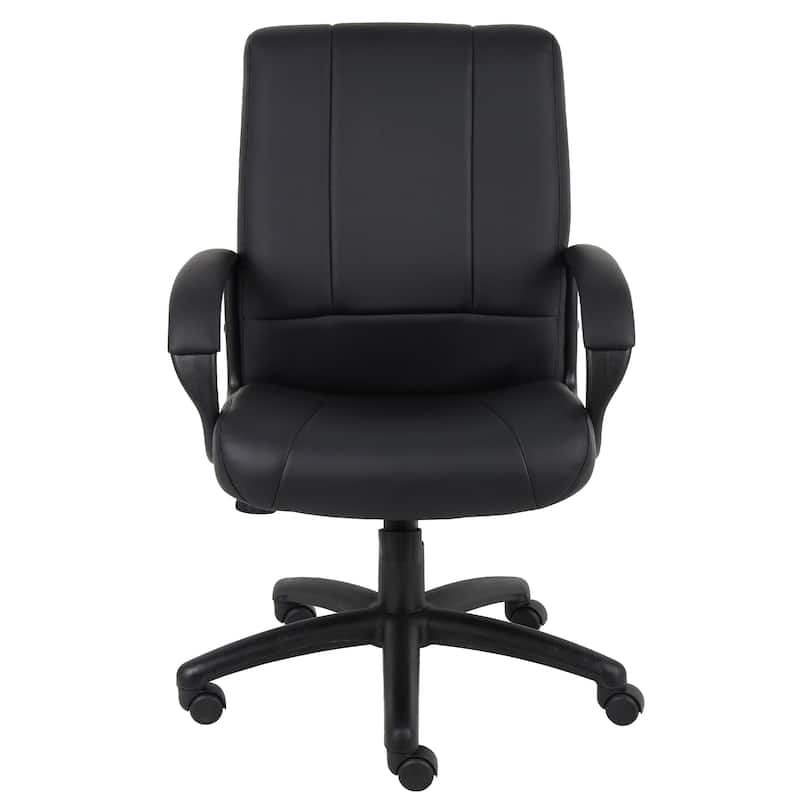 Ruia Executive Mid Back Office Chair, Black Soft Vinyl, Padded Arms
