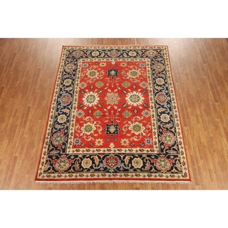 Hand Knotted Oriental 100% Wool Carpet Traditional Floral Oranges & Rust Heriz (serapi) Area Rug - 10' 0'' X 8' 0''