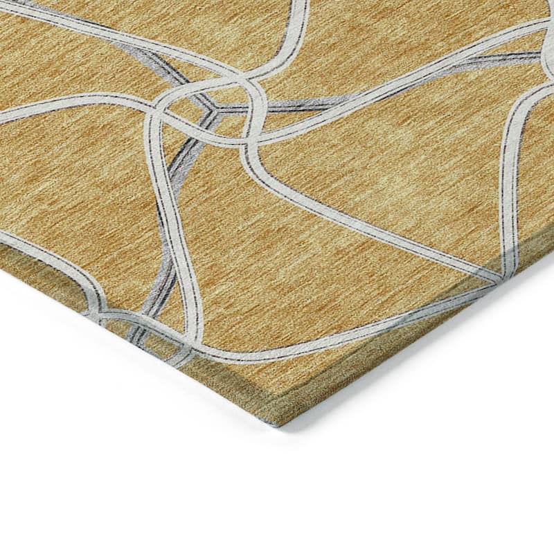 Machine Washable Indoor/ Outdoor Contemporary Links Chantille Rug