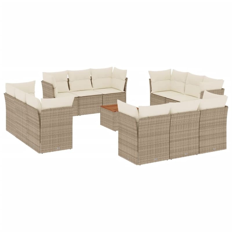 vidaXL Patio Sofa Set with Cushions Outdoor Furniture 13 Piece Poly Rattan - 21.7 x 21.7 x 14.6