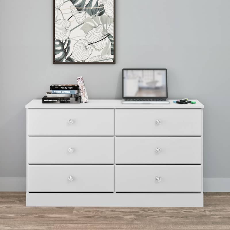 Prepac Astrid 6 Drawer Double Dresser for Bedroom, Wide Chest of Drawers, Bedroom Furniture,Traditional Furniture