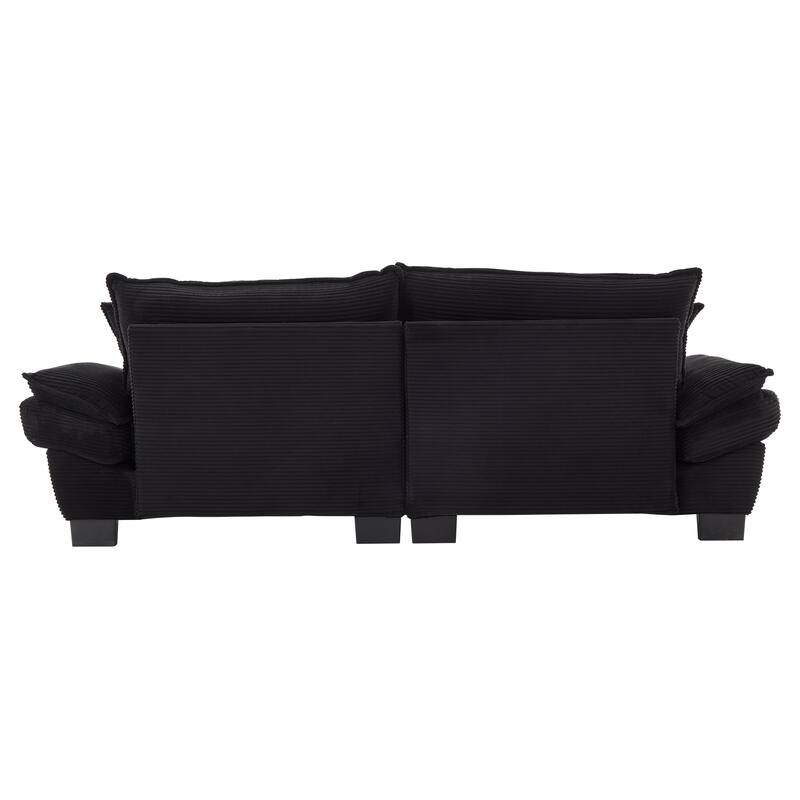 Corduroy Sofa Sleeper Loveseat with Pillows, 84x32x32 inches, Black