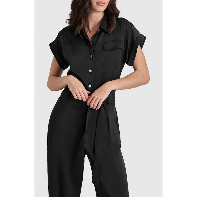 DKNY Utility Glazed Jumpsuit - Black - 4