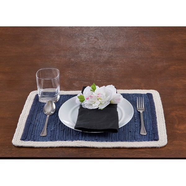 Linen Placemats Set of 4, Abstract Artistic Color Block Navy Blue