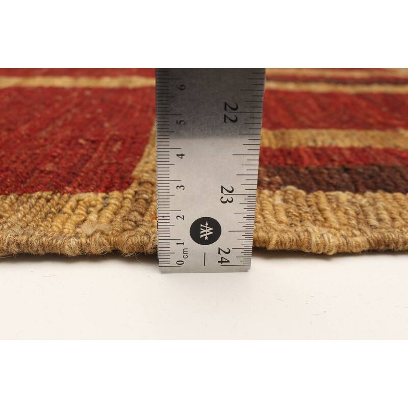 ECARPETGALLERY Flat-Weave Natural Red Wool Tapestry Kilim - 5'3 x 6'8