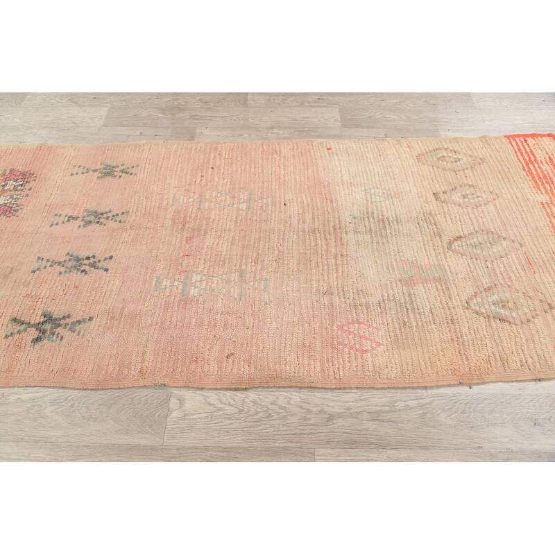 Clearance Antique Tribal Moroccan Oriental Runner Rug Wool Handmade - 3'5" x 9'4"