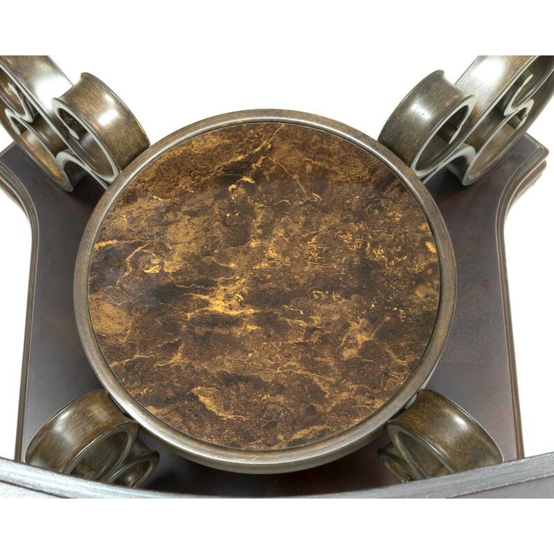 Roomfitters Modern End Table with Glass Top, Faux Marble MDF Shelf and Metal Legs, Accent Side Table for Living Room, White