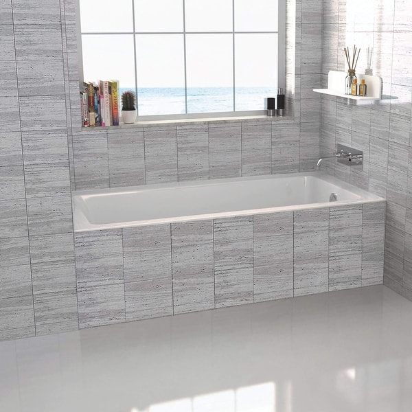 Shop Fine Fixtures 60 Inch Alcove Bathtub With Right Side Fixed Tile Flange Overstock 11111605
