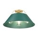 preview thumbnail 2 of 1, Yep by Golden Lighting Orwell 3-light Flush Mount in Brushed Champagne Brass and Pine Green shade