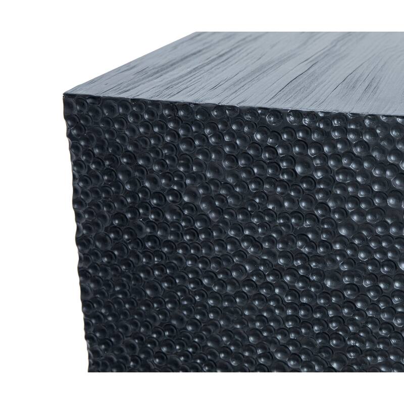 Cordilia 51-inch Rectangular Coffee Table with Textured Sides and Belly, Black Pine
