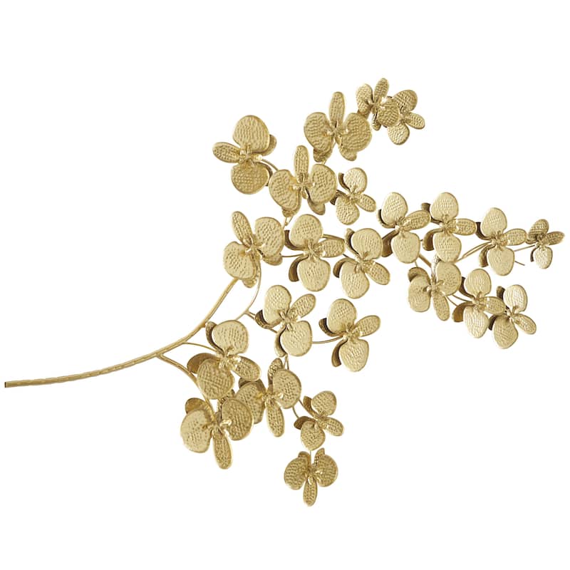 Metal Floral Orchid Home Wall Decor with Stem - Black or Gold - CosmoLiving by Cosmopolitan