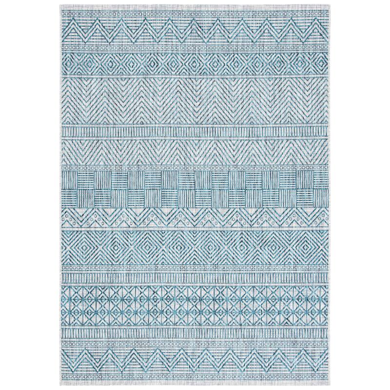 SAFAVIEH Courtyard Rozenn Indoor/ Outdoor Waterproof Patio Backyard Rug - 2' x 3'7" - Grey/Teal