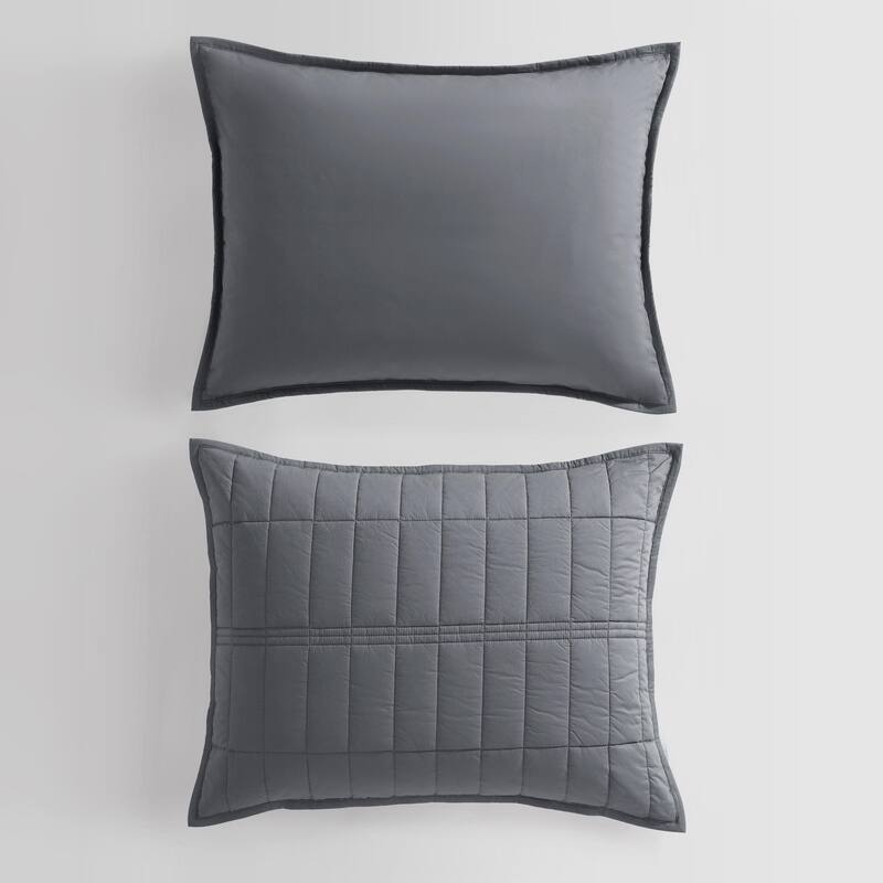 Calvin Klein Washed Percale Cotton Reversible Quilt Set