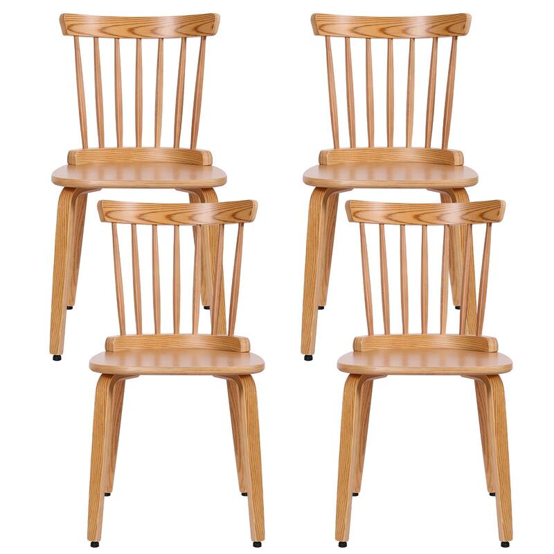 Solid Wood Slat Back Windsor Dining Chairs, Set of 2/4