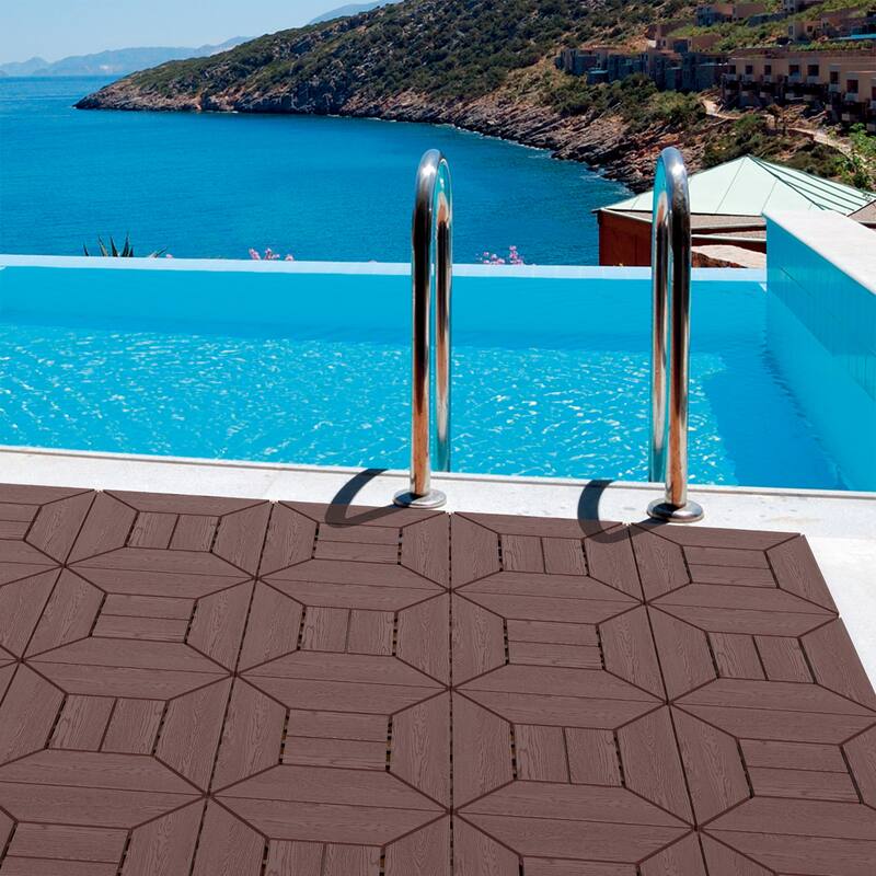 12 inch balcony deck tiles, DIY interlocking deck floor tiles, indoor and outdoor floor tiles,44pcs