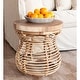 preview thumbnail 7 of 8, Rattan Cage Side Table With Solid Wood Top by East at Main