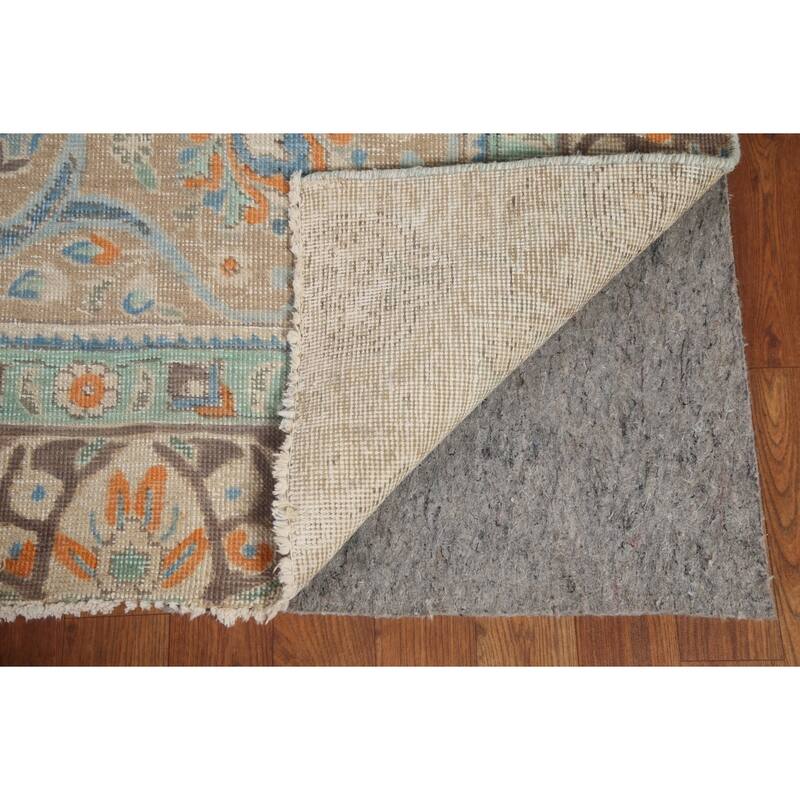 Hand Knotted Oriental 100% Wool Carpet Traditional Floral Beige & Ivories Tabriz Area Rug - 11' 6'' X 8' 7''