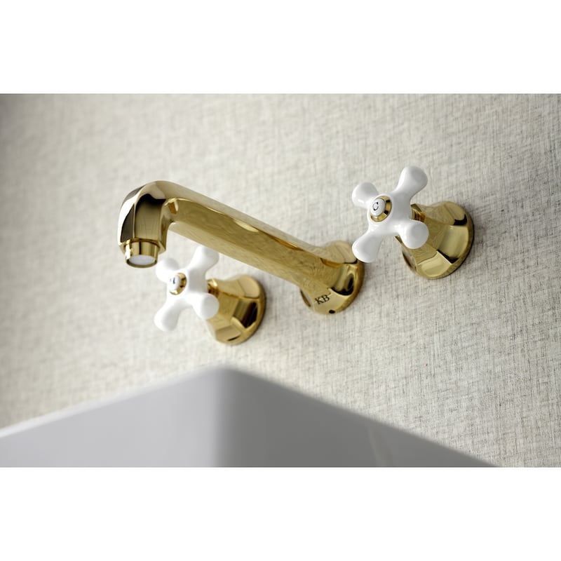 Kingston Brass Metropolitan Two-Handle 3-Hole Wall Mount Bathroom Faucet