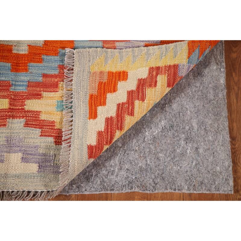 Reversible Kilim Rug Hand-Woven Foyer Wool Carpet - 3'3"x 4'11"