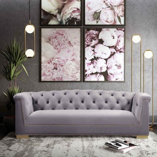 Shop Farah Grey Velvet Sofa By Inspire Me Home Decor Overstock