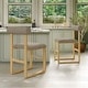 preview thumbnail 15 of 35, Corvus Caen Teddy Fabric Bar Stools with Wood Legs (Set of 2)