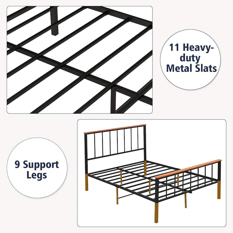 Gymax Full/Queen Size Metal Platform Bed Frame Mattress Foundation