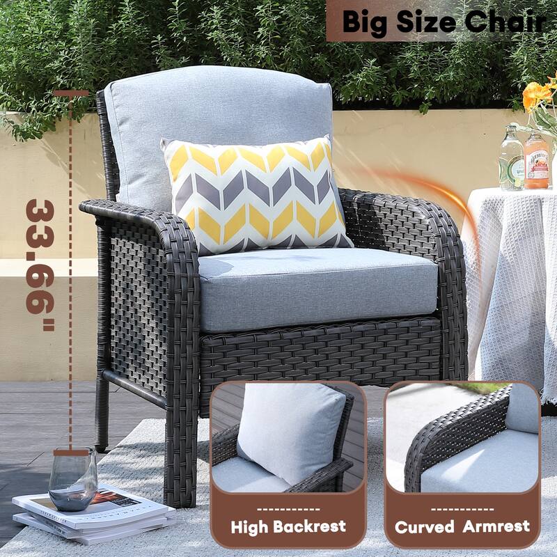 XIZZI 7-Piece Patio Wicker Furniture Conversation Swivel Chairs Set