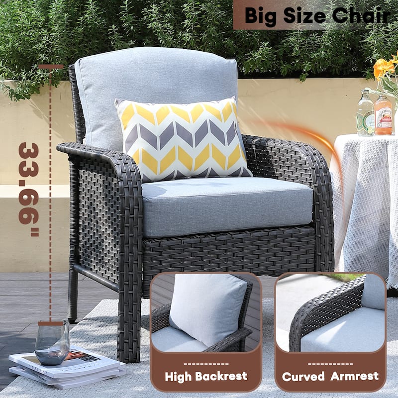 XIZZI Outdoor Patio Furniture Wicker Chair Set (Set of 2)