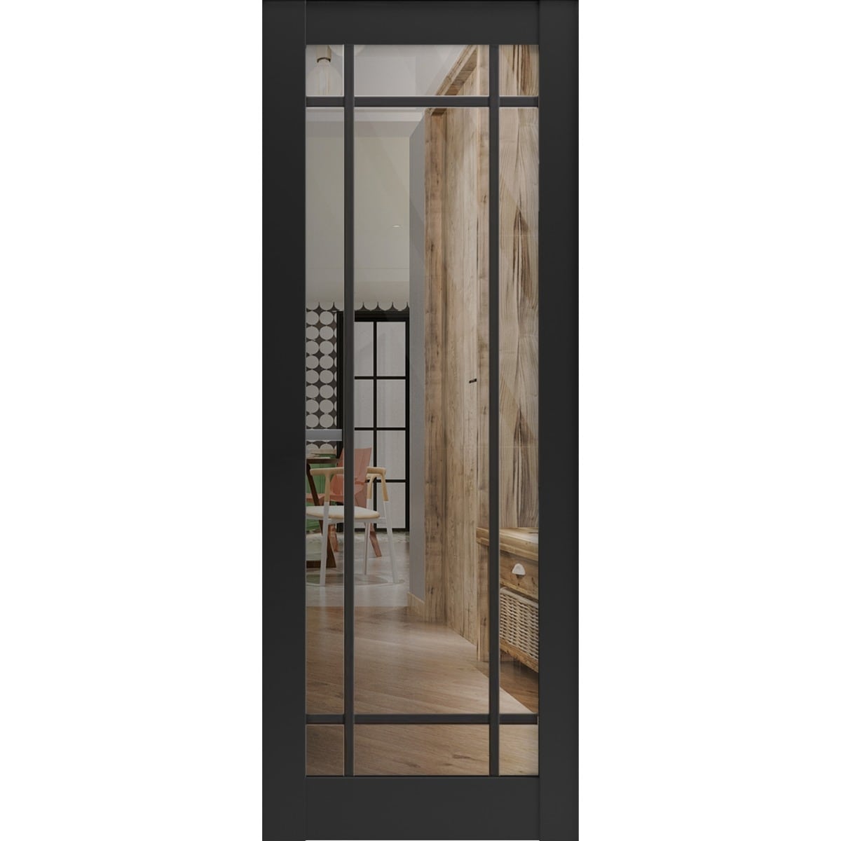 Slab Barn Door Panel 18x80 Lucia 2266 Matte Black Sturdy Finished