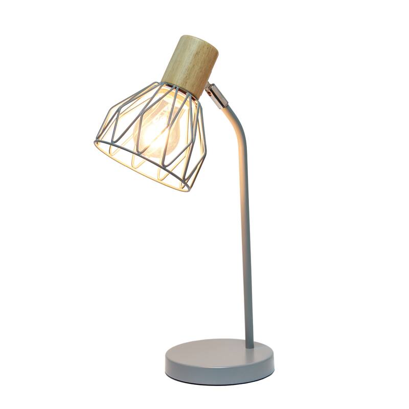 Farmhouse Style Desk Lamp with Wire Cage Shade - 18" - Gray