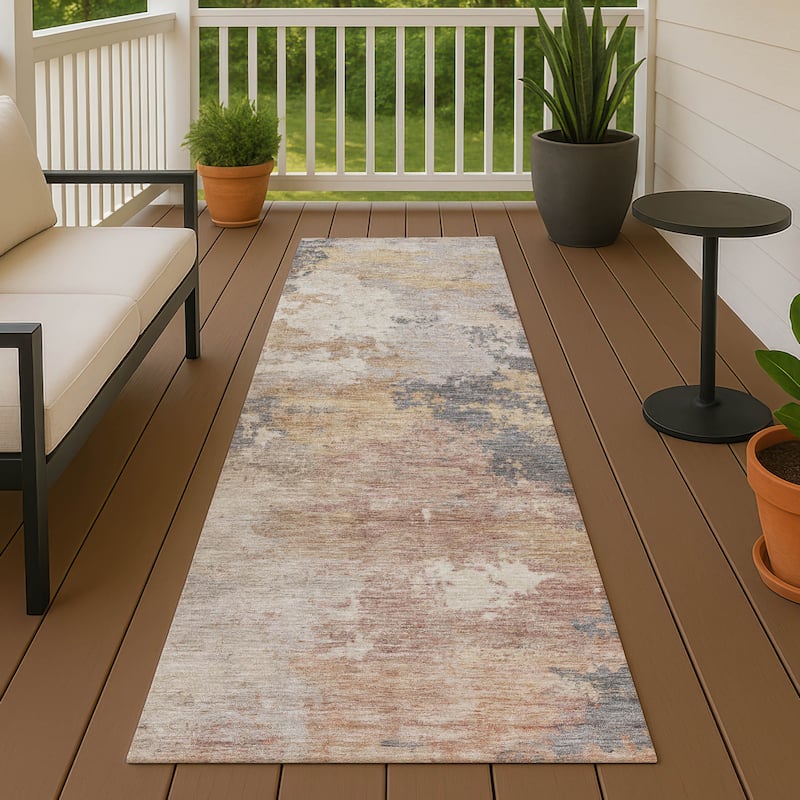 Machine Washable Indoor/ Outdoor Modern Contemporary Chantille Rug - Pewter - 2'3" x 7'6"