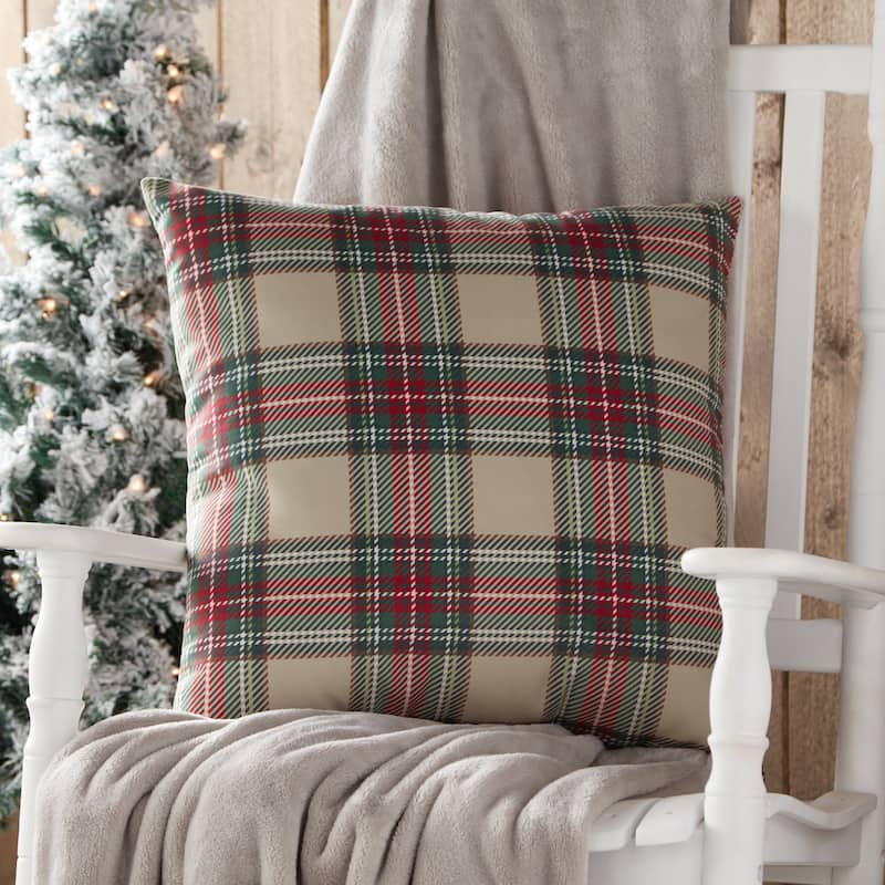 Plaid 18-inch Holiday Throw Pillow
