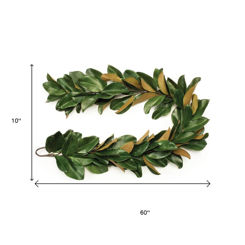 HomeRoots 60" Brown And Green Linear Magnolia Leaf Wreath Garland