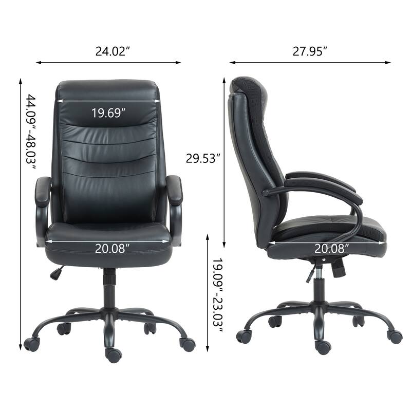 High-End PU Leather High Backrest Office Chair with Waterfall-Style Seat and Segmented Padding Design, for office