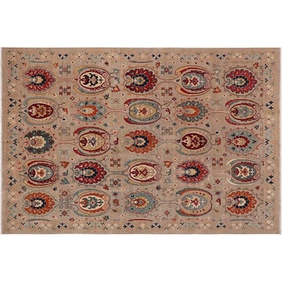 Bohemian Ziegler Deeanna Grey Orange Hand-knotted Wool Rug - 8'0" x 9'10"