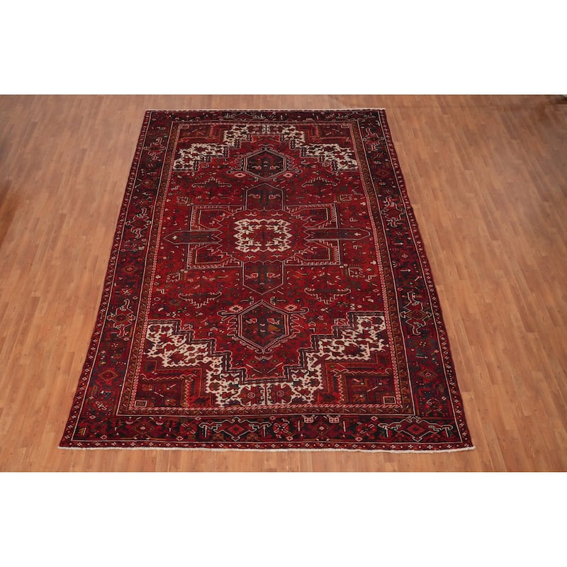 Hand Knotted Oriental 100% Wool Carpet Traditional Medallion Red Heriz Area Rug - 13' 1'' X 9' 7''