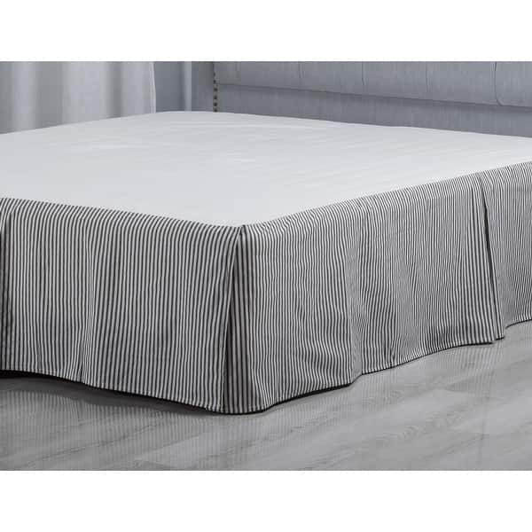 WHOLINENS Cotton Tailored Bed Skirt Box Pleat Striped On Sale Bed