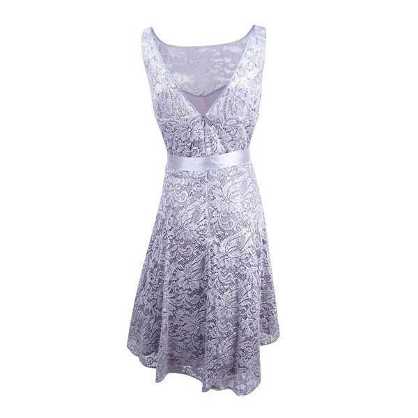 sl fashions sequined lace fit & flare dress