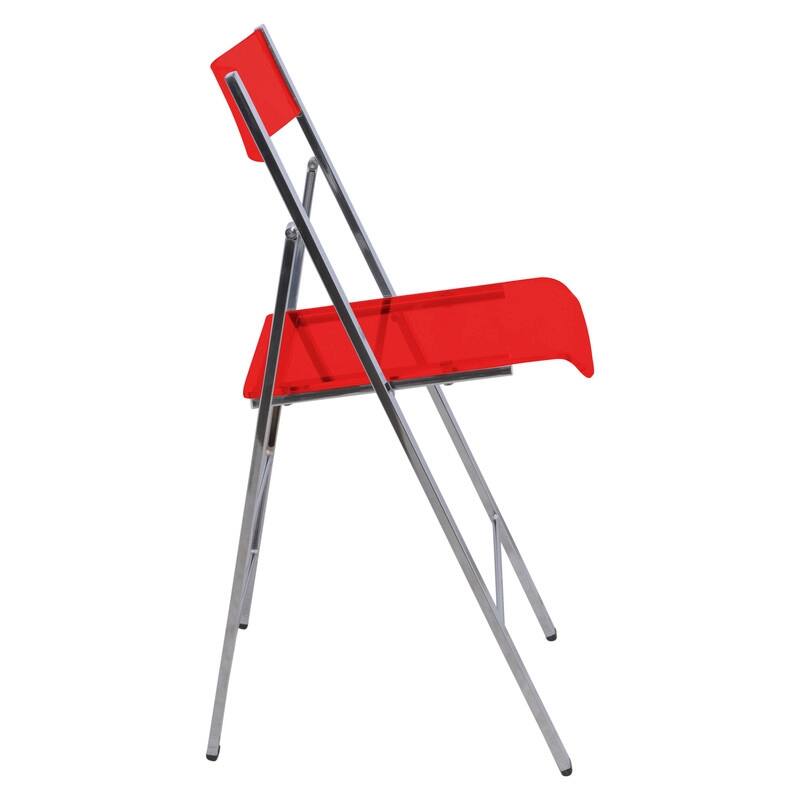 Menno Modern Acrylic Folding Dining Chairs with Stainless Steel Frames and Rubber Pads (Set of 4)