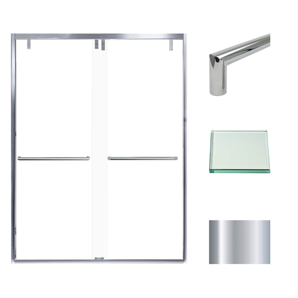 Eden 60 in. W x 80 in. H By-Pass Semi-Frameless Shower Door with Clear Glass - 56-60-in W x 80-in H