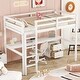 preview thumbnail 3 of 8, White Twin Size Wood Loft Bed with Desk, Storage, and Ladder