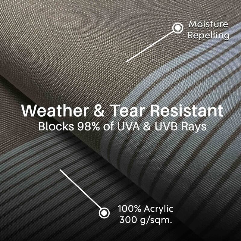 Italian Full Cassette Motorized Patio Awning with App and Remote Control - Beige/Bianco Striped - 20 x 10 Feet