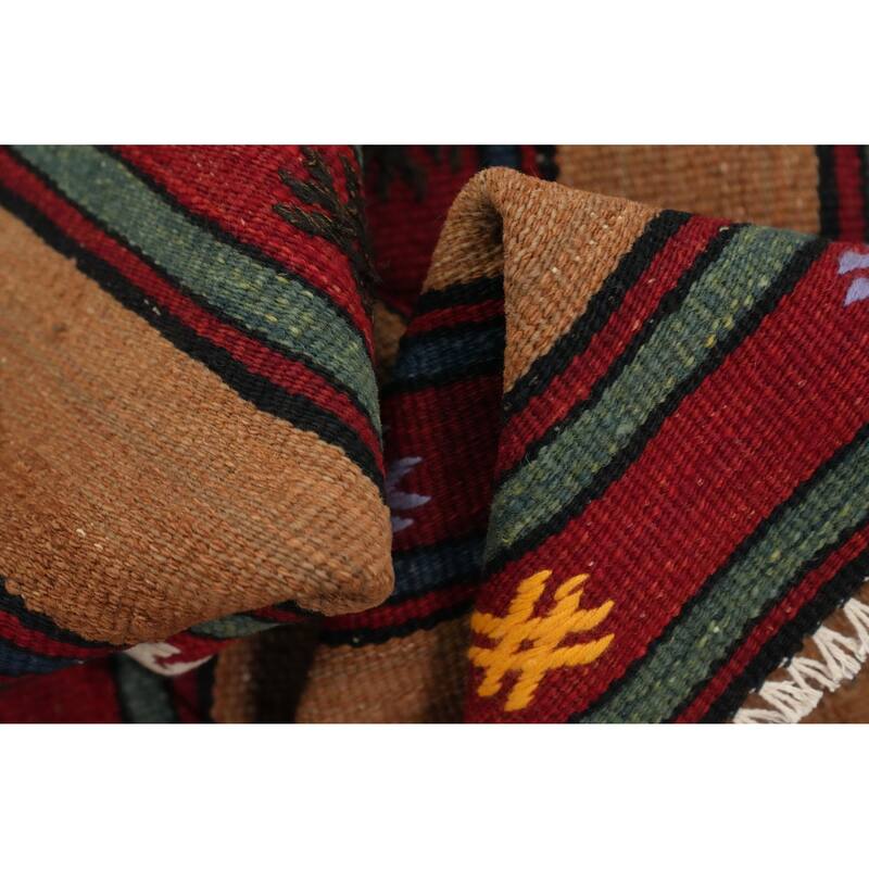 Hand Woven Oriental 100% Wool Carpet Southwestern Tribal Brown Kilim Area Rug - 7' 0'' X 5' 2''