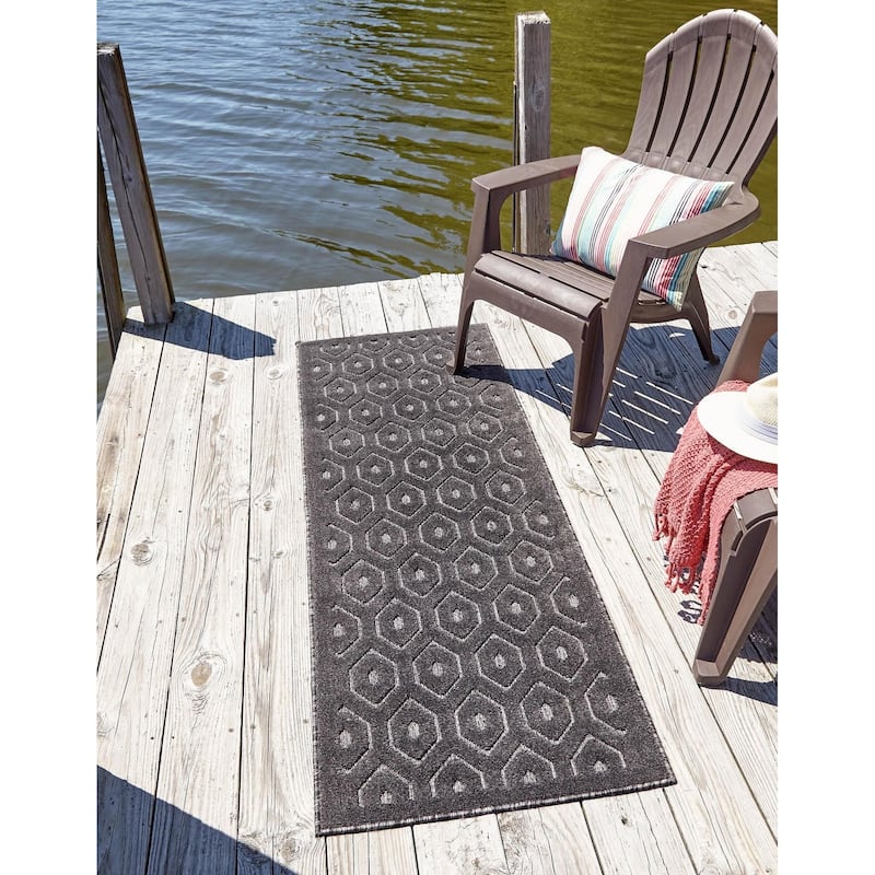 Outdoor Haversham Collection Area Rug - Charcoal - 2'x6'