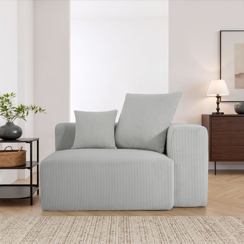 51"W Oversized Modular No Assembly Corduroy Accent Corner Chair