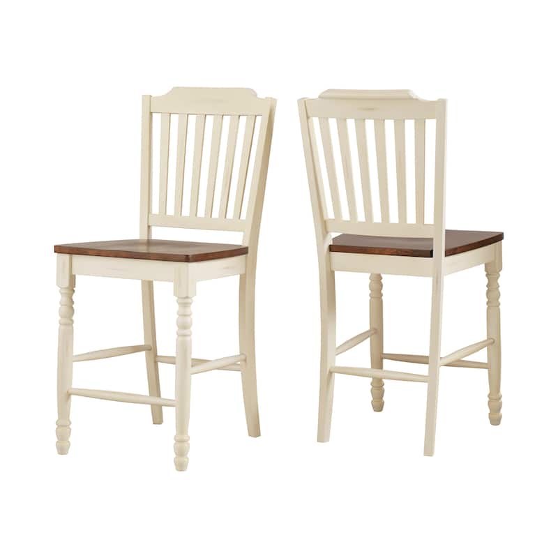 Mackenzie Counter-height Chairs (Set of 2) by iNSPIRE Q Classic - Antique White Slat Back