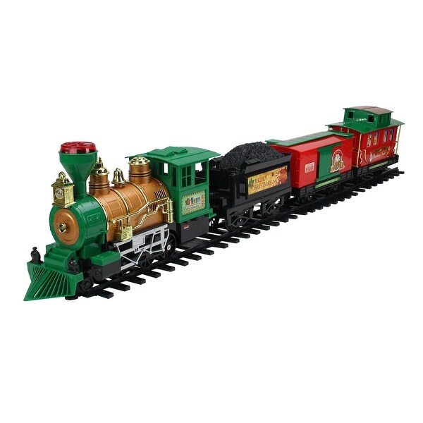 20-Piece B/O Lighted & Animated Christmas Express Train Set with Sound - RED
