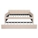 preview thumbnail 5 of 24, Full Size Upholstered Daybed with Trundle, Velvet Sofa Bed Frame with Backrest and Wood Slat Support, No Box Spring Needed